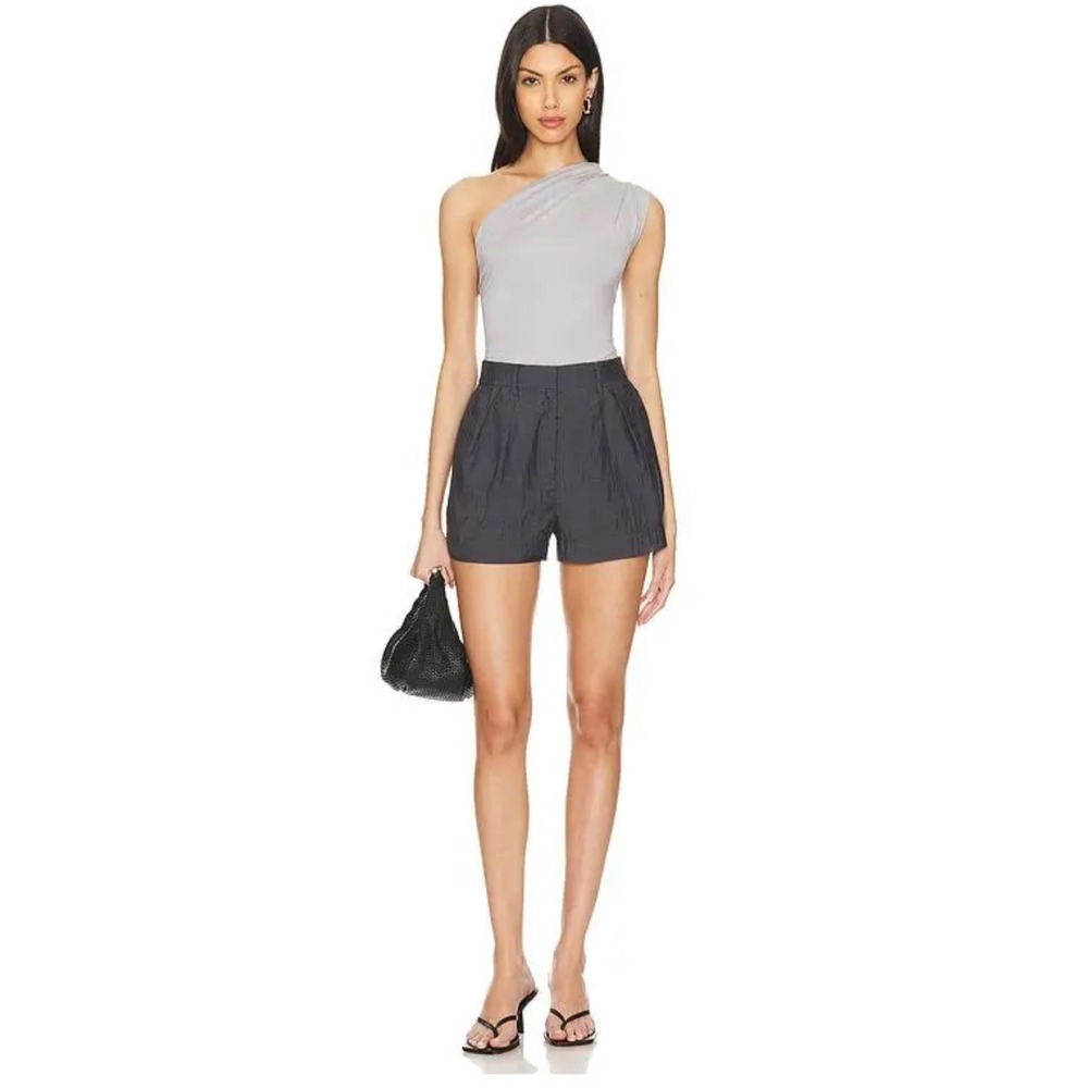Sovere Enigma Semi Sheer Shorts Pleated High Waist Shorts Grey‎ Womens Size M